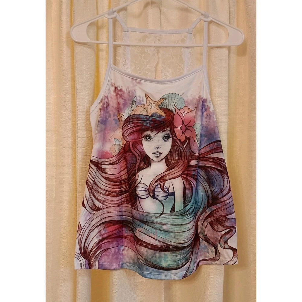 NWT Hot Topic‎ Disney's The Little Mermaid White Lace Back Tank Top Size XS